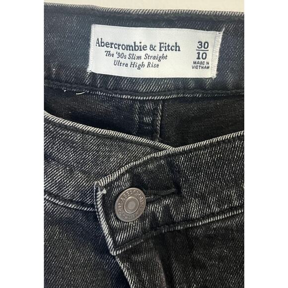Abercrombie & Fitch Black Jeans 90s Slim Straight Ultra High Rise sz. 30/10 - Picture 3 of 5